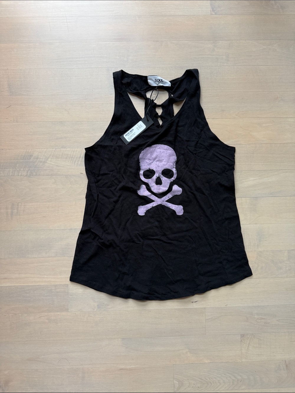 Soulcycle Women's Black Tank with Pink Skull Graphic